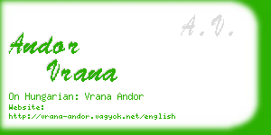 andor vrana business card